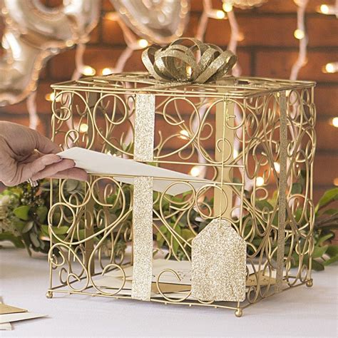 metal wedding card box|unique wedding gift card box.